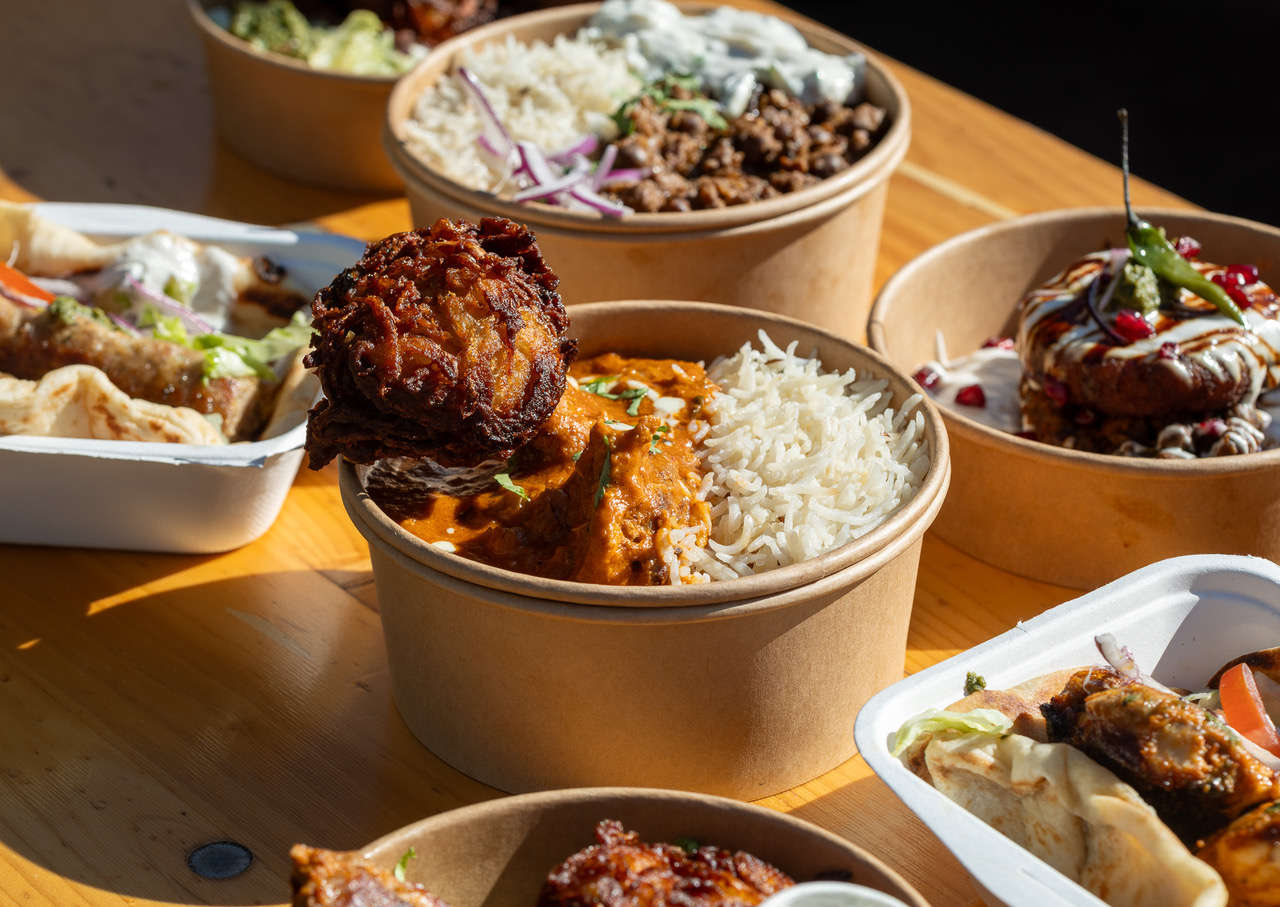 Curries, rice and bhaji in the sun